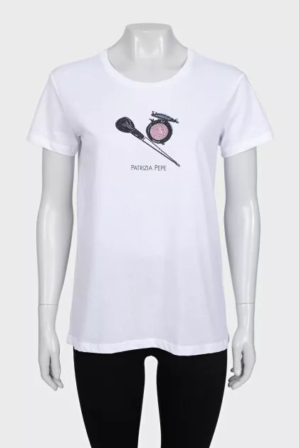 Straight-cut T-shirt with a contrasting print