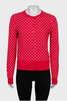 Red polka dot cardigan