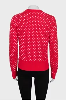 Red polka dot cardigan