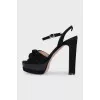 Suede platform heeled sandals