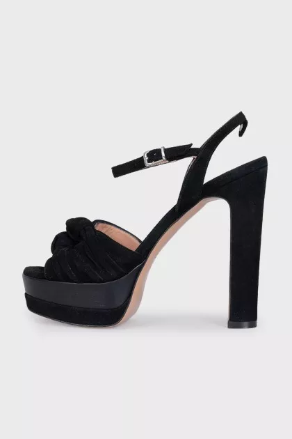 Suede platform heeled sandals