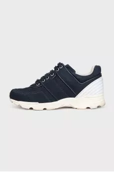 Blue textile lace-up sneakers