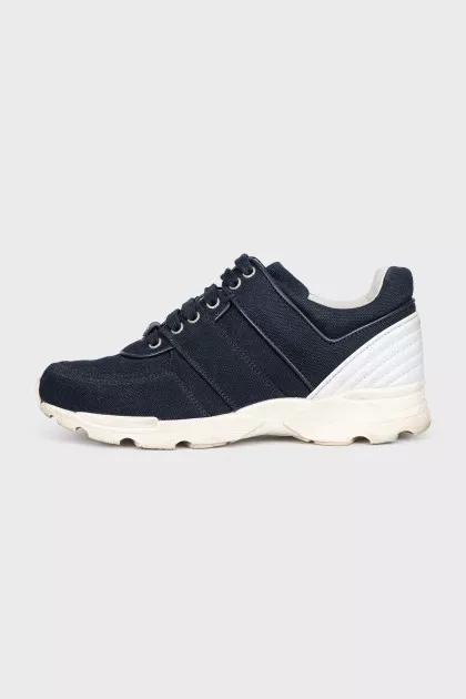 Blue textile lace-up sneakers