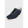 Blue textile lace-up sneakers