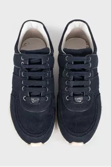 Blue textile lace-up sneakers