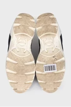 Blue textile lace-up sneakers