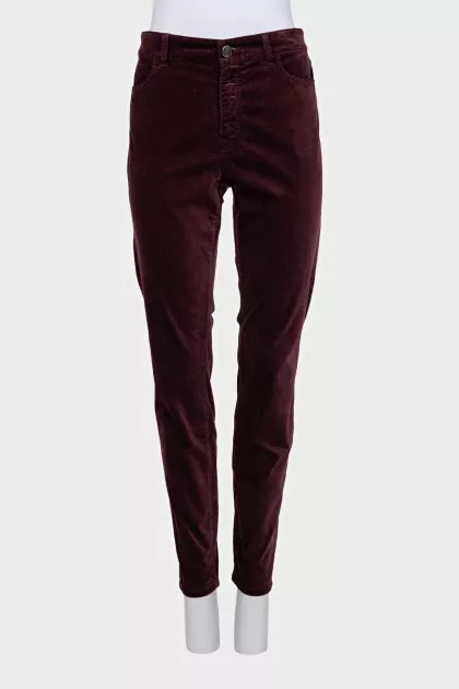 Red velvet trousers
