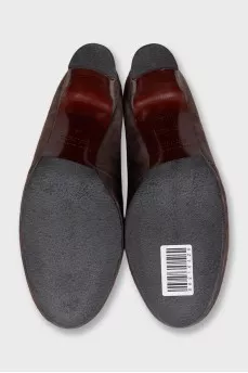 Brown suede round toe shoes