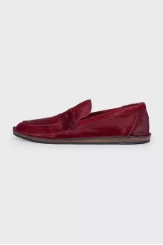 Red pony leather loafers