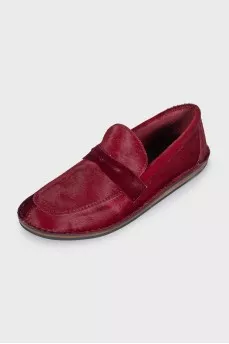 Red pony leather loafers