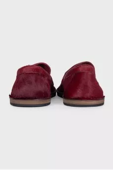 Red pony leather loafers