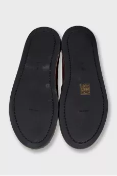 Red pony leather loafers