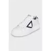 Leather sneakers with logo on the front