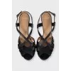 Black leather sandals with heels
