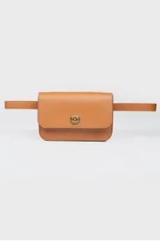 Brown leather belt bag Drew