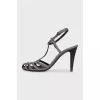 Grey leather sandals