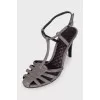 Grey leather sandals