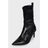Leather ankle boots with heels and embellishments