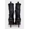 Leather ankle boots with heels and embellishments
