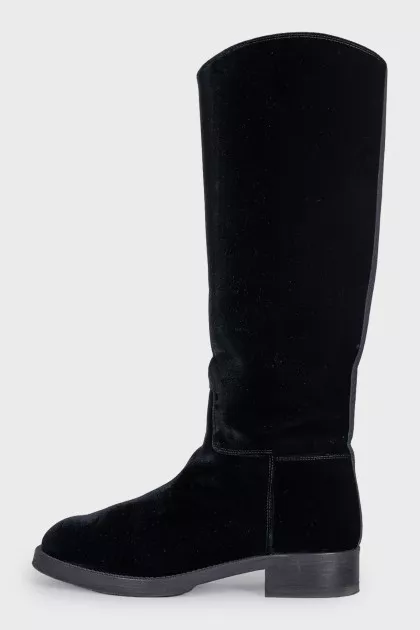 Black textile boots with logo