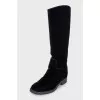 Black textile boots with logo