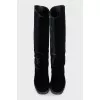 Black textile boots with logo