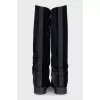 Black textile boots with logo