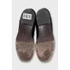 Black textile boots with logo