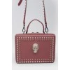Leather bag with a skull from rhinestones