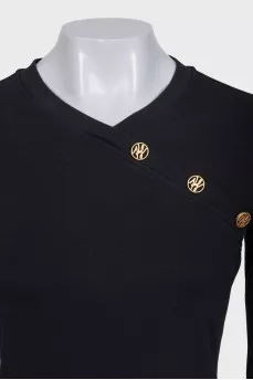 Black pullover with gold buttons