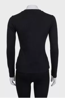 Black pullover with gold buttons