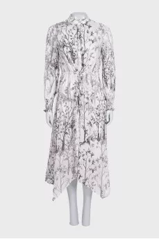 White linen and silk midi dress