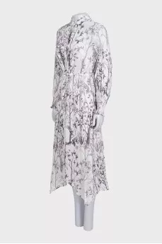 White linen and silk midi dress