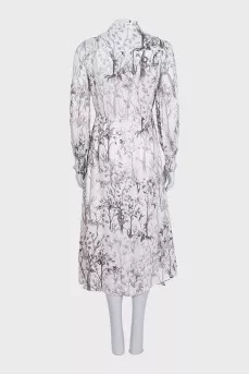 White linen and silk midi dress