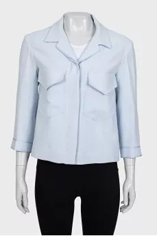 Linen blue button-down jacket