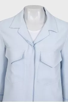 Linen blue button-down jacket