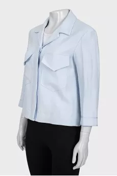 Linen blue button-down jacket