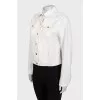 White denim jacket with gold buttons