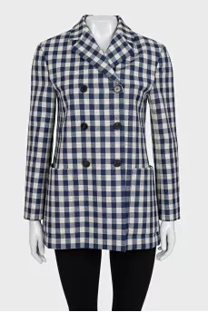 Blue checkered wool jacket