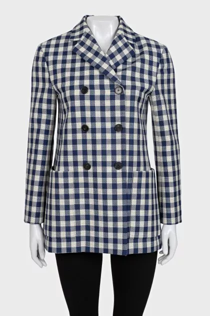 Blue checkered wool jacket
