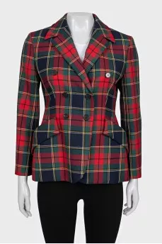 Checkered fitted jacket