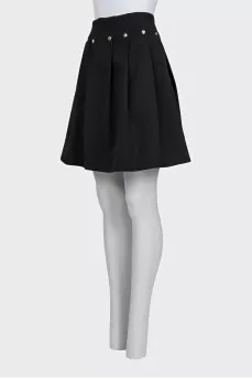 Black wool and silk skirt with a zipper