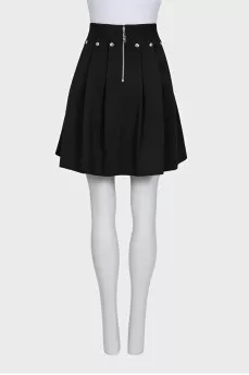 Black wool and silk skirt with a zipper