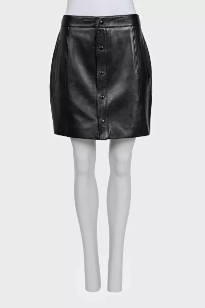 Black leather skirt with buttons