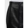 Black leather skirt with buttons
