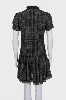 Green straight-cut button-down dress