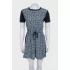 Black dress with printed silk insert