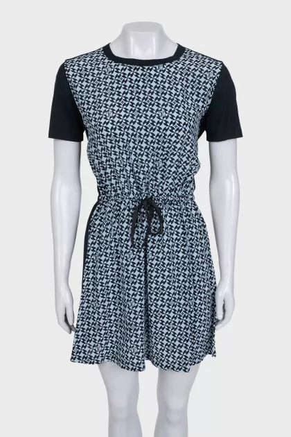 Black dress with printed silk insert