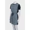 Black dress with printed silk insert