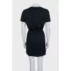 Black dress with printed silk insert